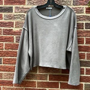 Zara Raw Hem Gray Sweater Size Large